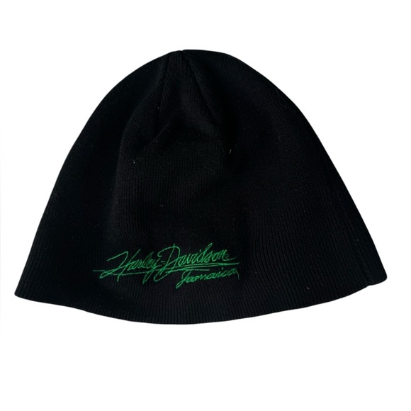 Harley Davidson Jamaica motorcycles O/S black cotton beanie graphic logo toque - Picture 2 of 6